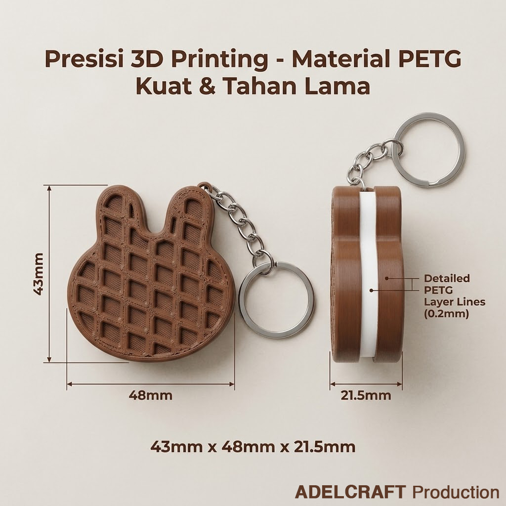 Ktmstore - Rabbit Waffle Wafer Kelinci Coklat Clicker Fidget Gantungan Kunci Mechanical Keyboard 3D ASMR