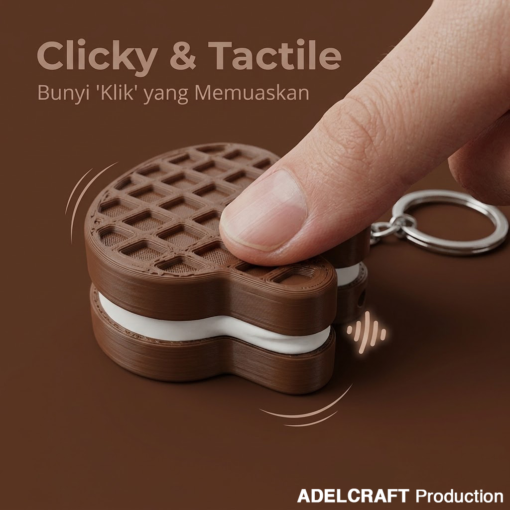 Ktmstore - Rabbit Waffle Wafer Kelinci Coklat Clicker Fidget Gantungan Kunci Mechanical Keyboard 3D ASMR