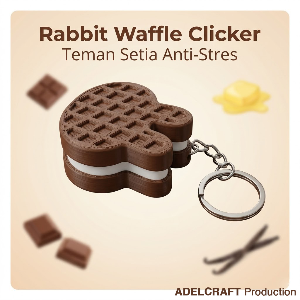 Ktmstore - Rabbit Waffle Wafer Kelinci Coklat Clicker Fidget Gantungan Kunci Mechanical Keyboard 3D ASMR