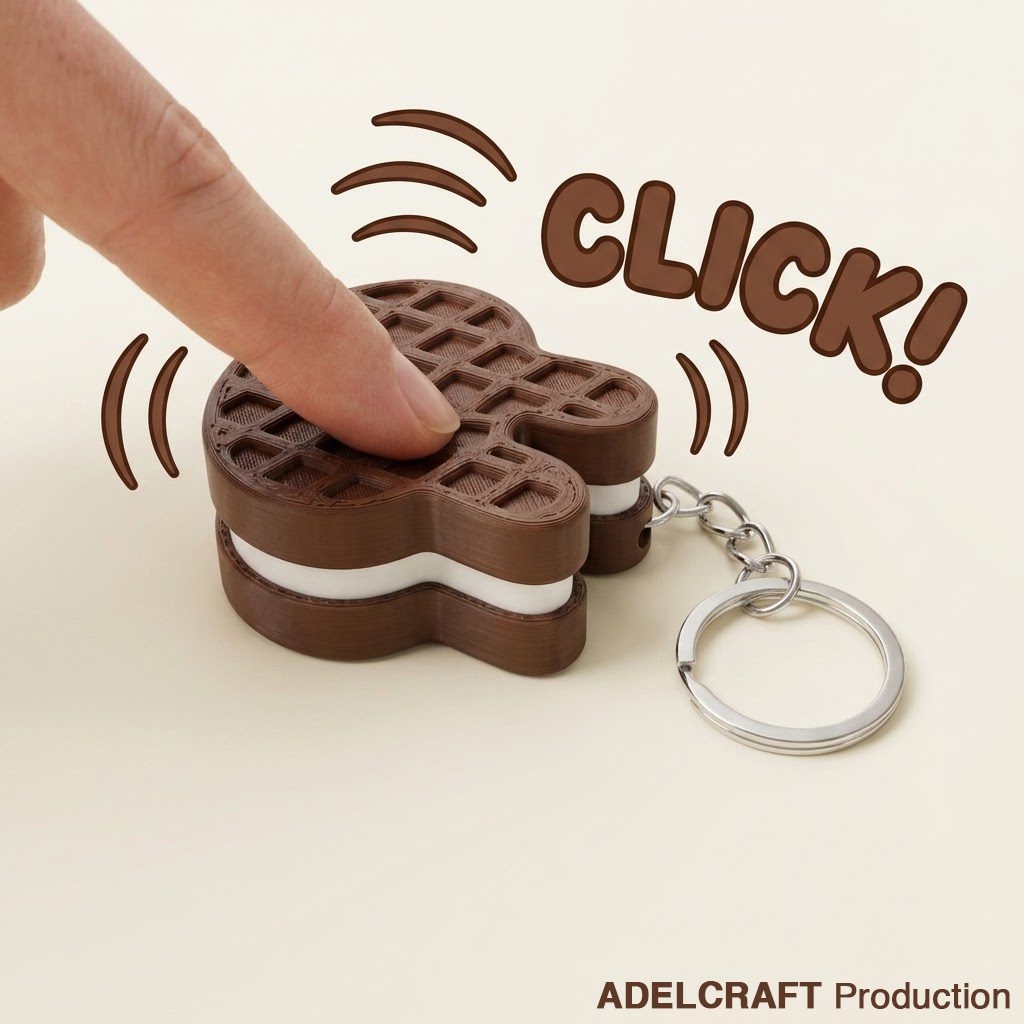 Ktmstore - Rabbit Waffle Wafer Kelinci Coklat Clicker Fidget Gantungan Kunci Mechanical Keyboard 3D ASMR