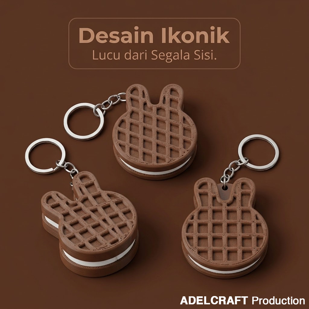 Ktmstore - Rabbit Waffle Wafer Kelinci Coklat Clicker Fidget Gantungan Kunci Mechanical Keyboard 3D ASMR