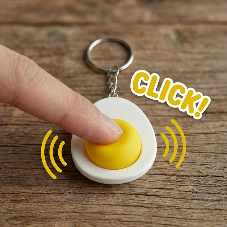Ktmstore - Egg Clicker Fidget Gantungan Kunci Mechanical Keyboard Keycap Telur 3D ASMR Clicky