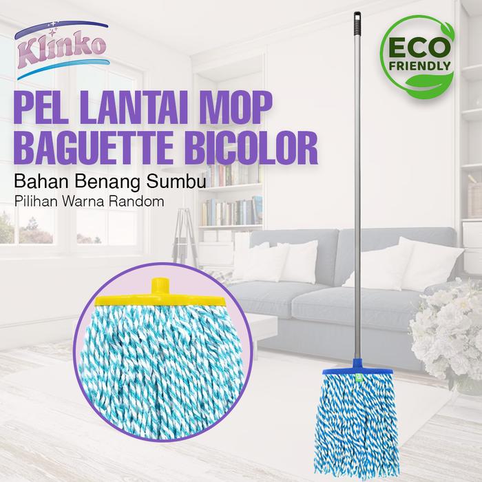 Alat Pel Lantai 2 warna Mop Baguette Bicolor pel benang sumbu Klinko