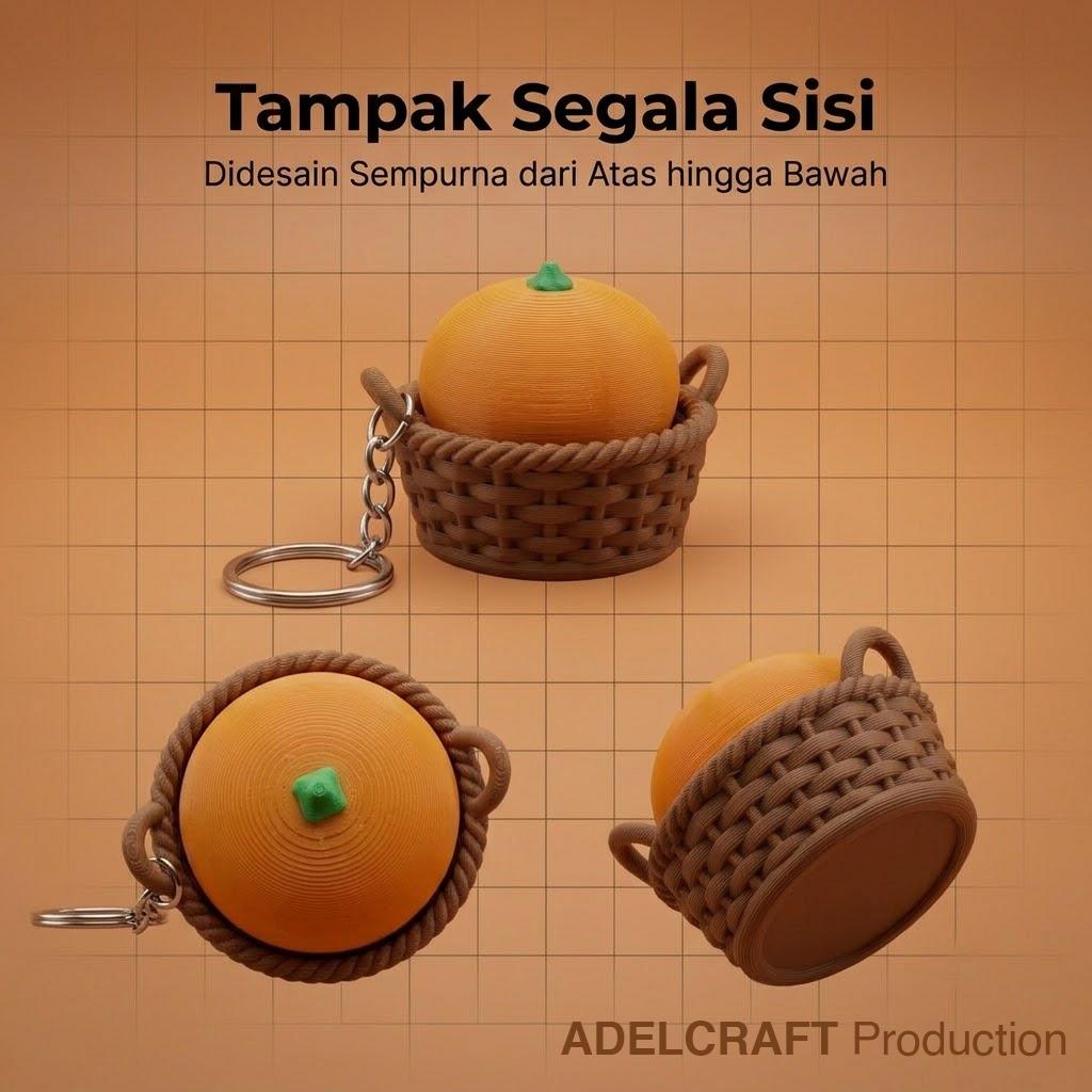 Ktmstore - Orange Basket Clicker Fidget Keranjang Jeruk Oren Gantungan Kunci Mechanical Keyboard 3D ASMR PETG