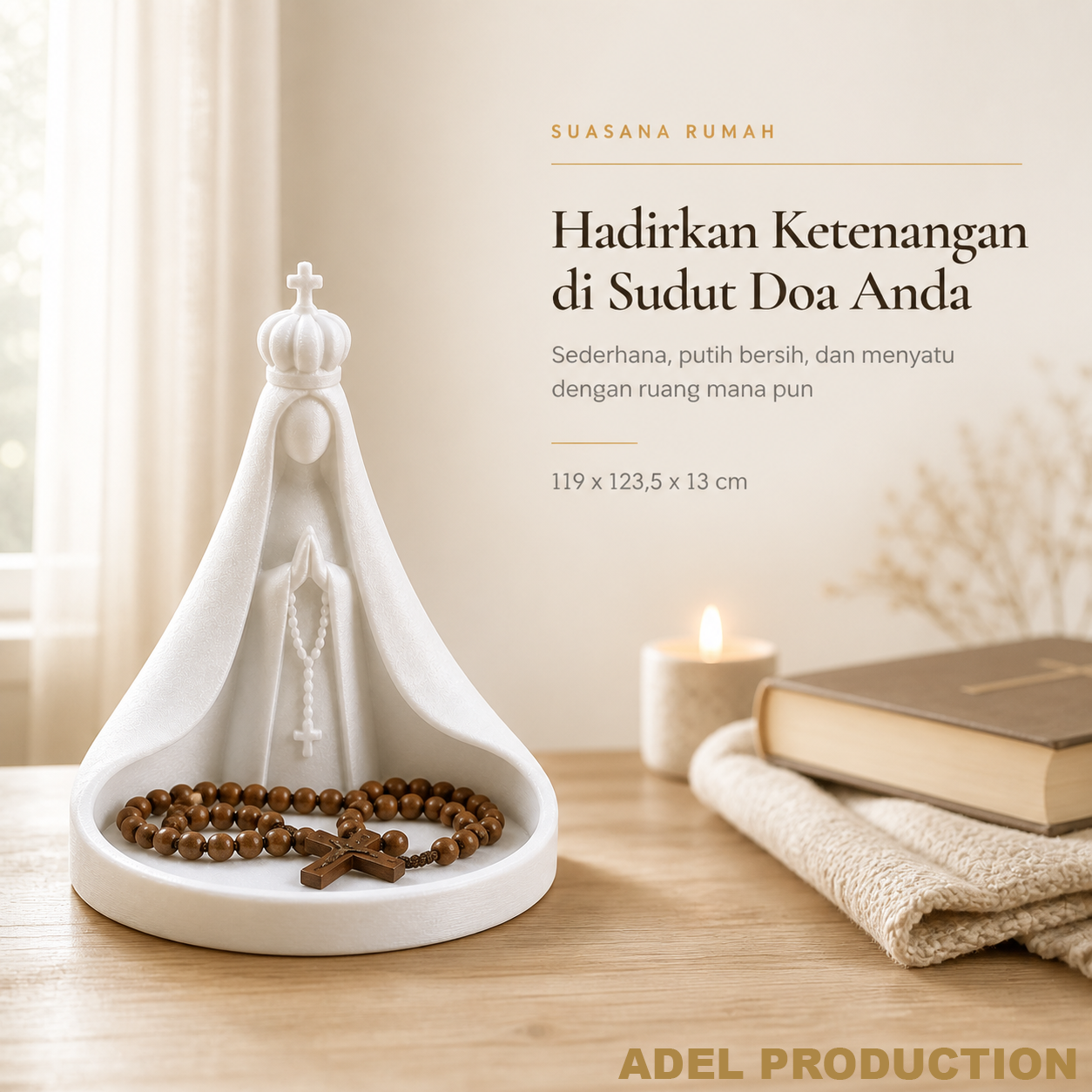 Ktmstore - Tempat Rosario Mother Mary Pajangan Bunda Maria Tipe 2 PETG Putih Premium