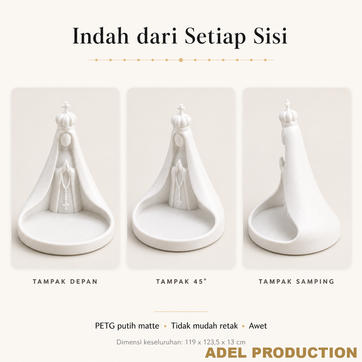Ktmstore - Tempat Rosario Mother Mary Pajangan Bunda Maria Tipe 2 PETG Putih Premium