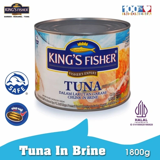 King's Fisher Tuna dalam Air Garam Tuna in Brine Daging Tuna Makanan Kaleng 1800 gr