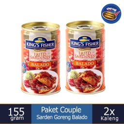 Paket 2 pcs Kings Fisher Sarden goreng mini rasa saus balado Makanan Kaleng 155g kings fisher