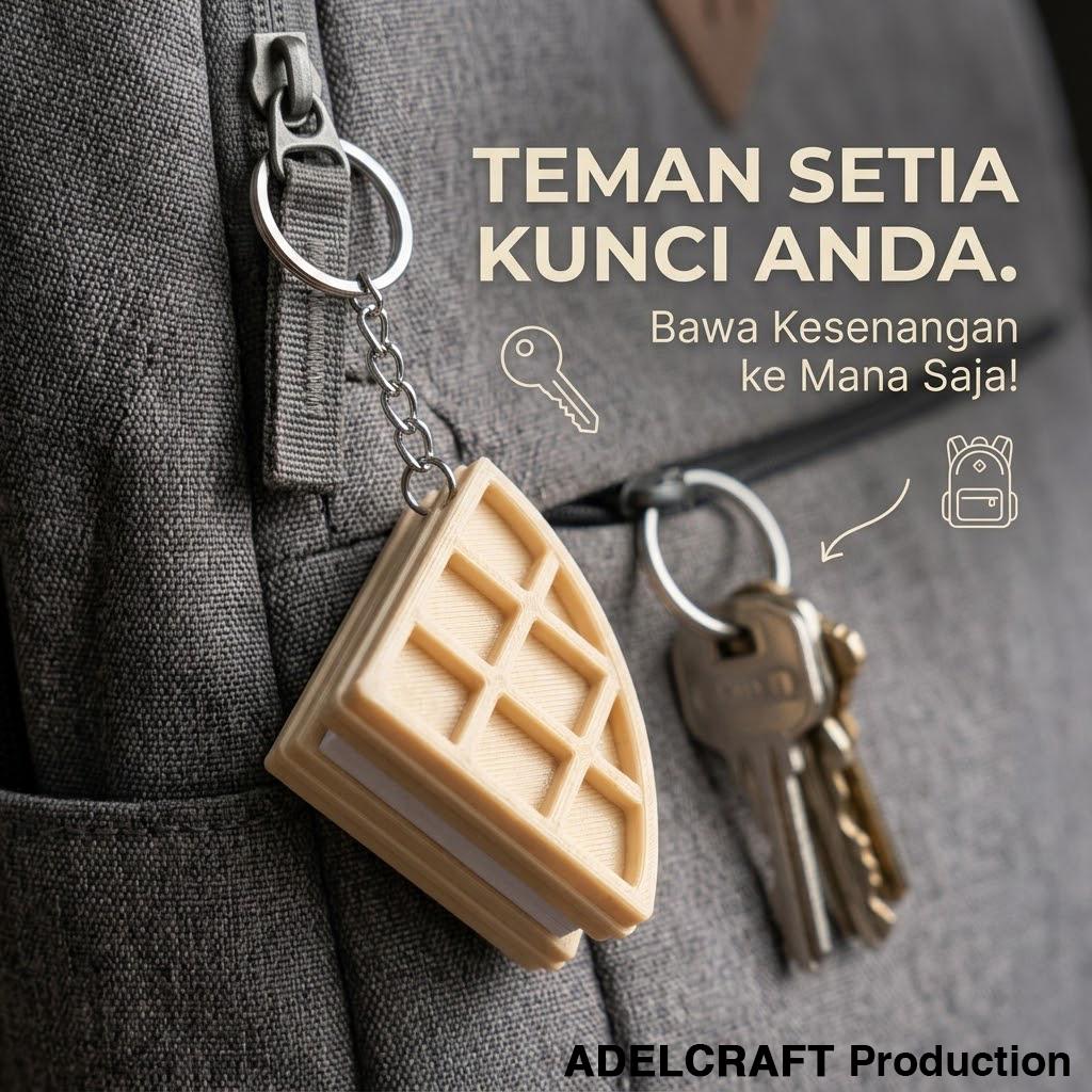 Ktmstore - Wafer Waffle Ice Cream Clicker Fidget Gantungan Kunci Mechanical Keyboard 3D ASMR