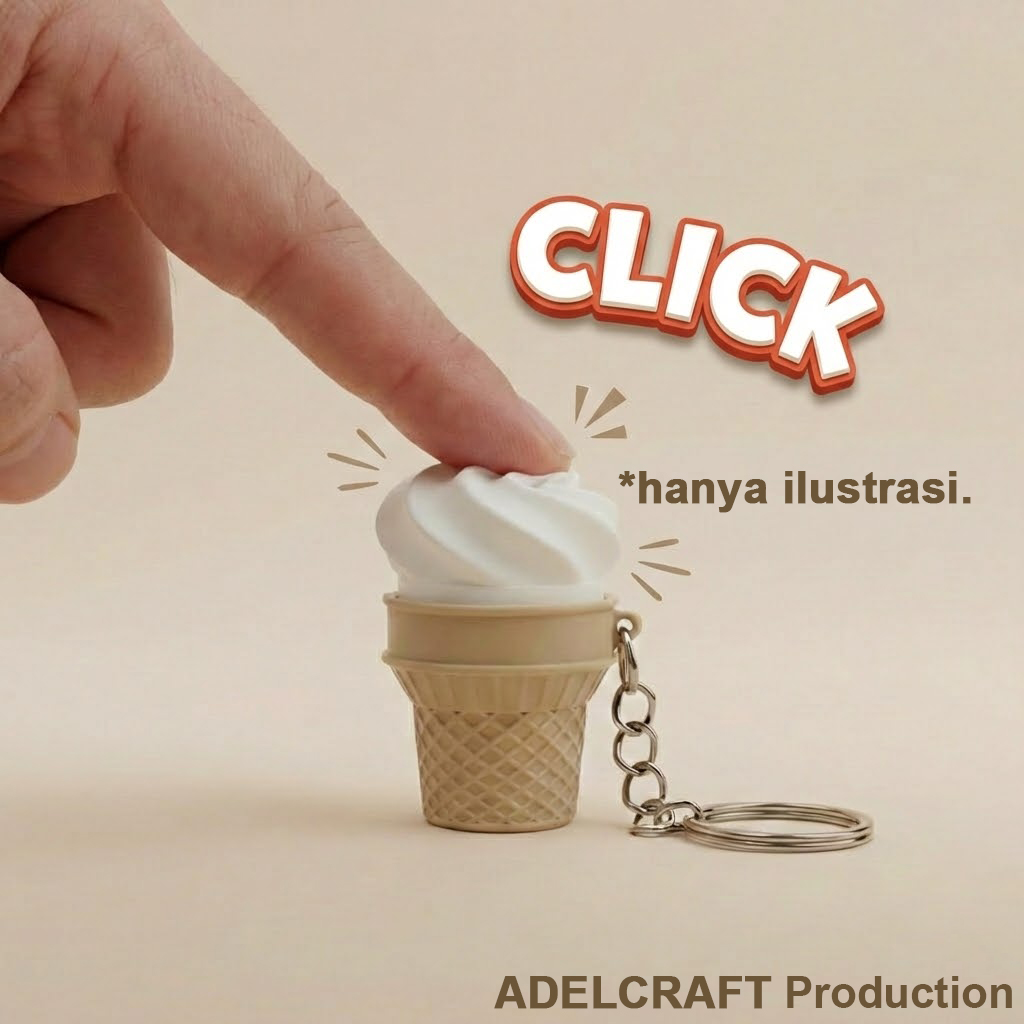 Ktmstore - Ice Cream Clicker Fidget Gantungan Kunci Mechanical Keyboard Keycap Es Krim 3D ASMR Clicky