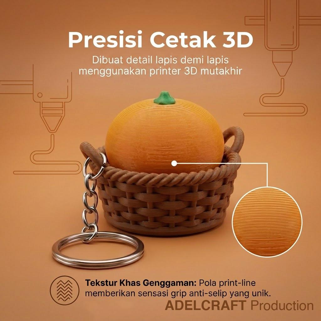 Ktmstore - Orange Basket Clicker Fidget Keranjang Jeruk Oren Gantungan Kunci Mechanical Keyboard 3D ASMR PETG