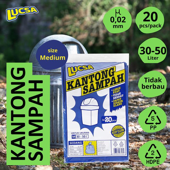 Kantong Sampah M 30-50L Plastik Sampah Bin Liner Garbage Bag Lucsa 240
