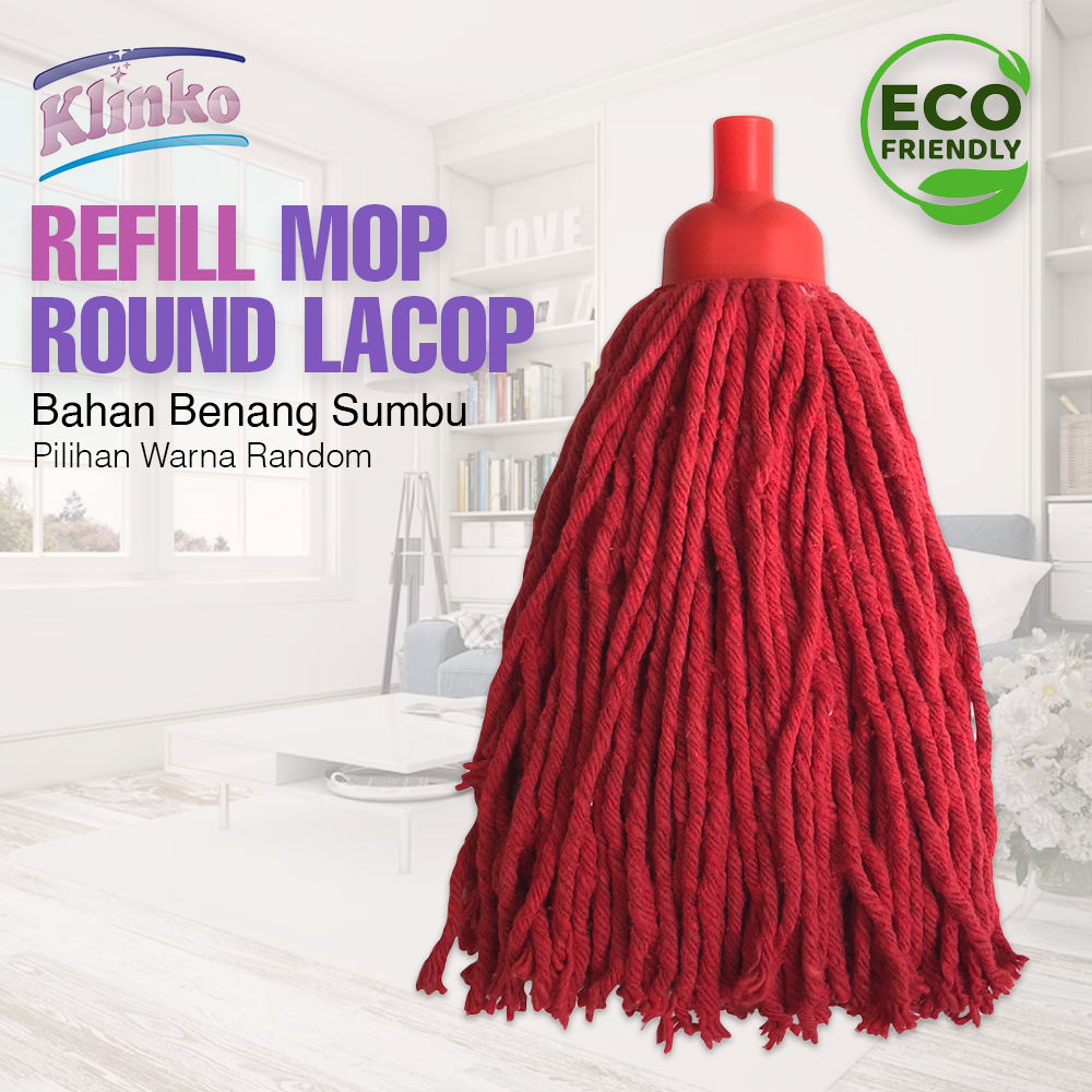 REFILL Alat Pel Lantai warna Mop Round pel benang sumbu Klinko