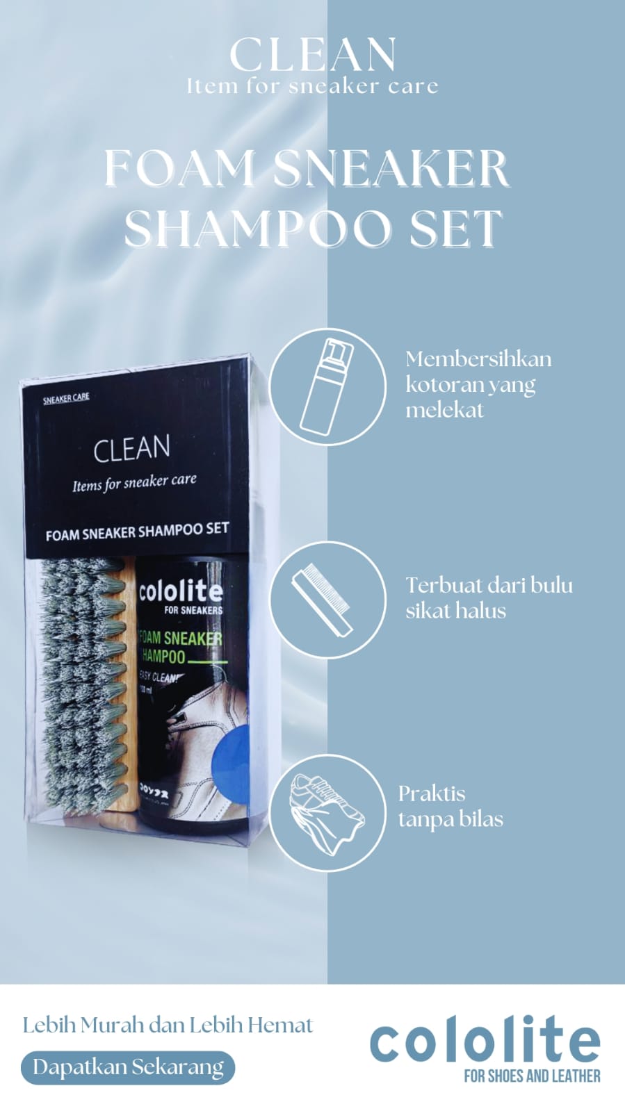 Shoe Foam Cleaner Shampoo Set pembersih sneaker cuci sepatu Sikat 100ml cololite