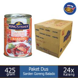 Paket 1 dus 24pc Kings Fisher Sarden Goreng Balado Makanan Kaleng 425g