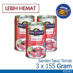 Paket 3 pcs Kings Fisher Sarden mini saus tomat Makanan Kaleng 155 g kings fisher
