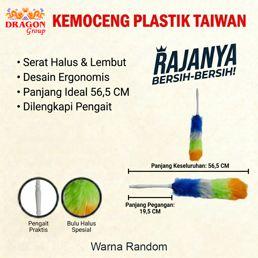 kemoceng tali rafia dragon kemucing plastik besar Taiwan duster Sulak Bulu Plastik Pembersih Debu Dust Cleaner KM857