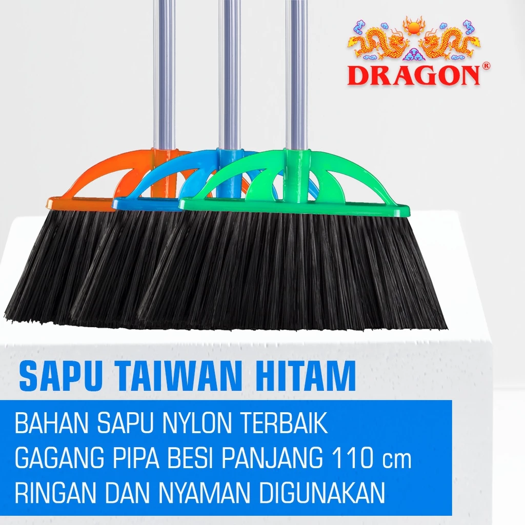 DRAGON Sapu Taiwan Hitam 110Cm Pembersih Lantai Dust Remover Serbaguna SP151 Warna Random