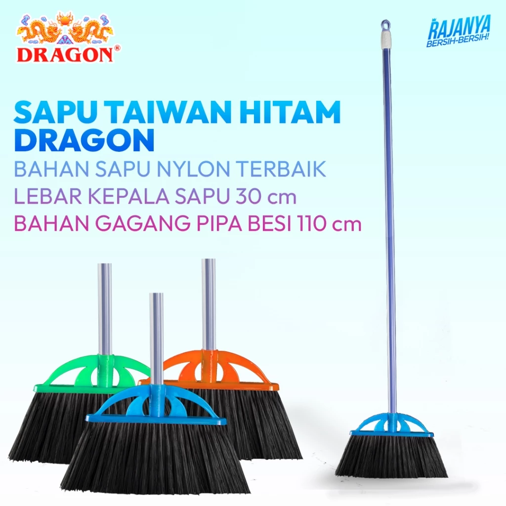 DRAGON Sapu Taiwan Hitam 110Cm Pembersih Lantai Dust Remover Serbaguna SP151 Warna Random