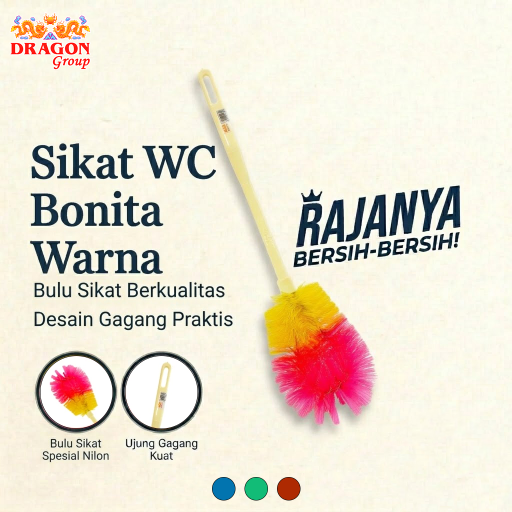 DRAGON Bonita Sikat WC Toilet 30Cm Pembersih Kamar Mandi Cleaning Brush Serbaguna SK351 Warna