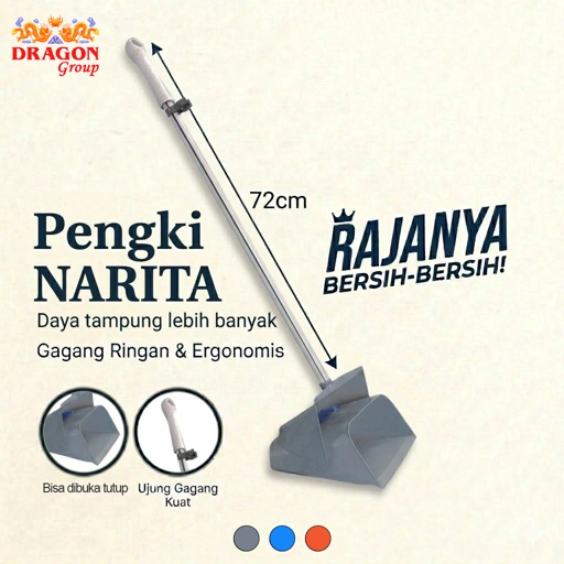 DRAGON Pengki Narita Serokan Sampah 72 Cm Sistem Tutup Dustpan Serbaguna PP833