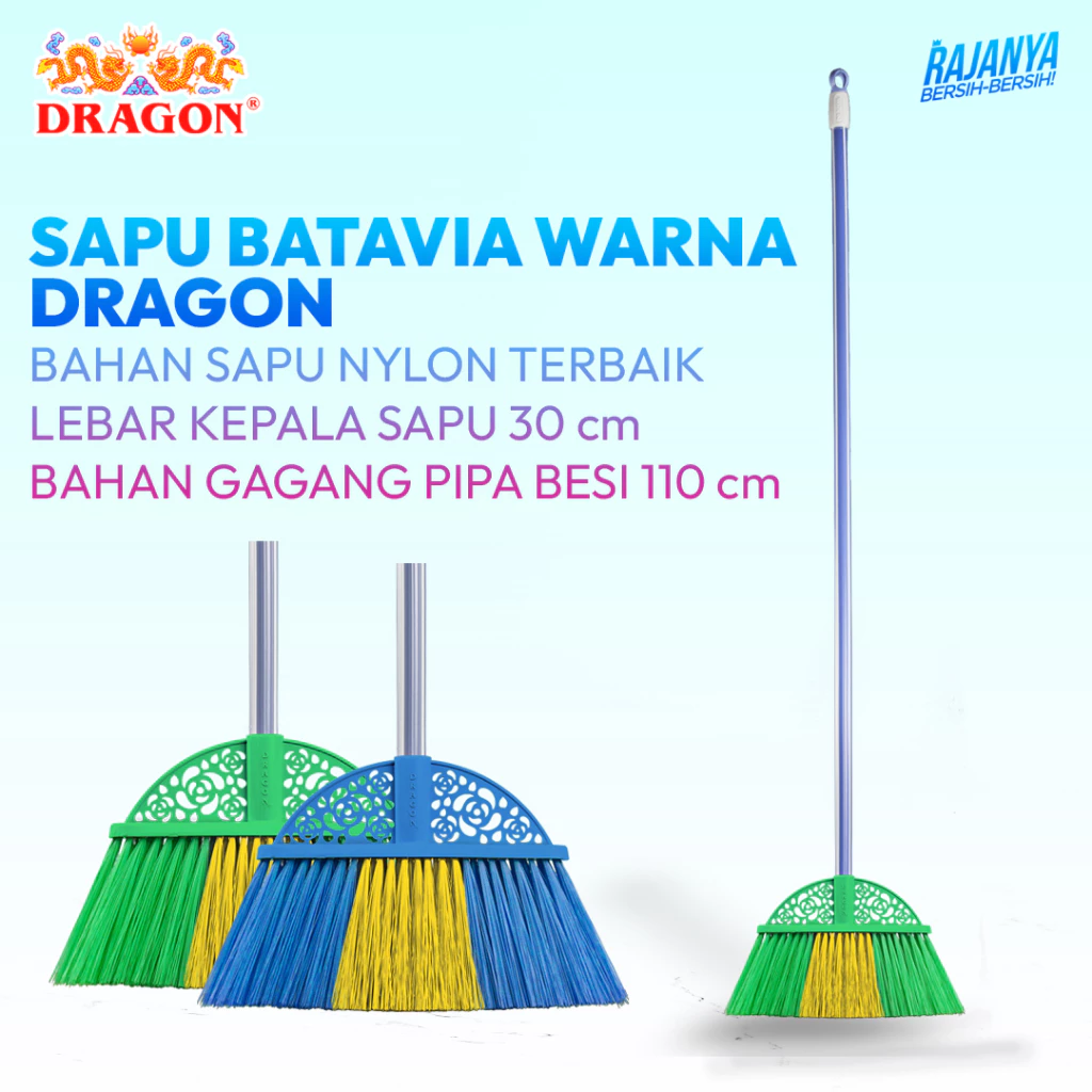 DRAGON Sapu Batavia Hitam 110Cm Pembersih Lantai Dust Remover Serbaguna SP170 Warna