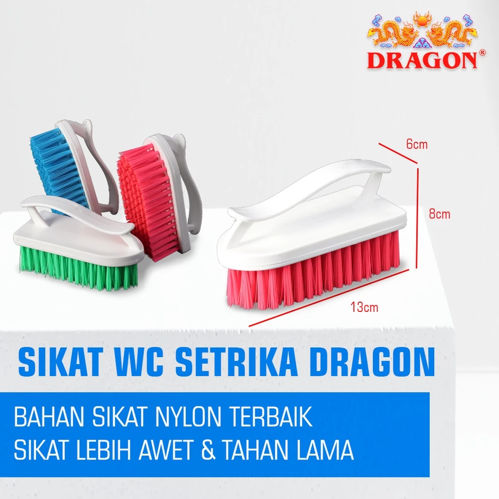 DRAGON Setrika Sikat WC Toilet 13 Cm Pembersih Kamar Mandi Cleaning Brush Serbaguna SK345 Warna