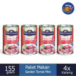 Paket Makan 4 Kings Fisher Sarden mini saus tomat Makanan Kaleng 155 g kings fisher