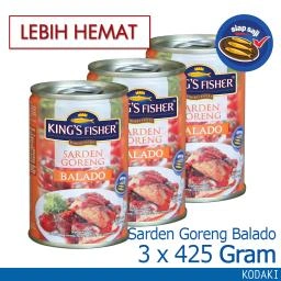 PAKET 3 pcs Kings Fisher Sarden Goreng Rasa Balado Makanan Kaleng 425 g