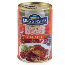 PAKET 3 pcs Kings Fisher Sarden Goreng Rasa Balado Makanan Kaleng 425 g
