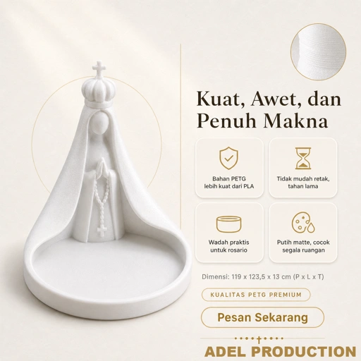 Ktmstore - Tempat Rosario Mother Mary Pajangan Bunda Maria Tipe 2 PETG Putih Premium