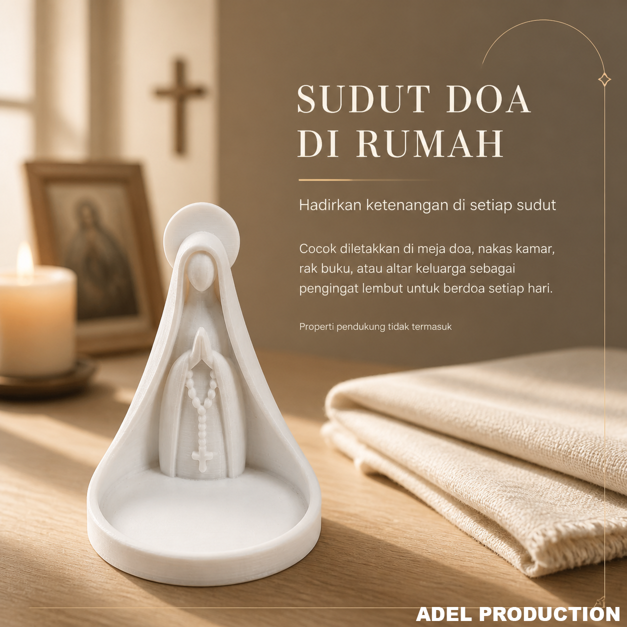 Ktmstore - Tempat Rosario Mother Mary Pajangan Bunda Maria Tipe 3 PETG Putih Premium