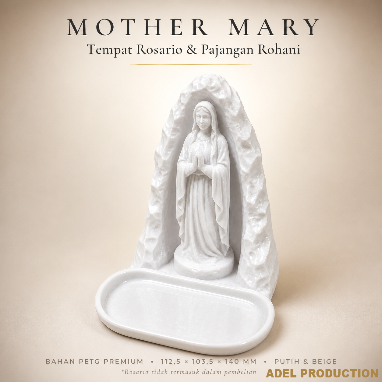 Ktmstore - Tempat Rosario Mother Mary Pajangan Bunda Maria Tipe 4 PETG Putih Premium