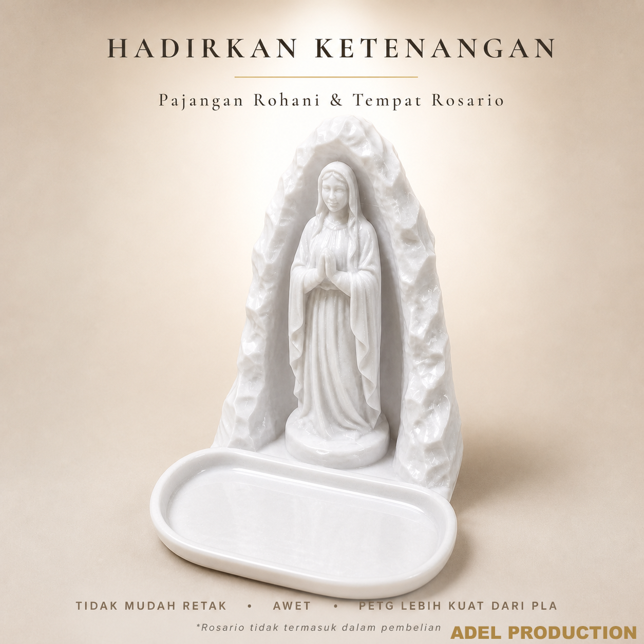 Ktmstore - Tempat Rosario Mother Mary Pajangan Bunda Maria Tipe 4 PETG Putih Premium