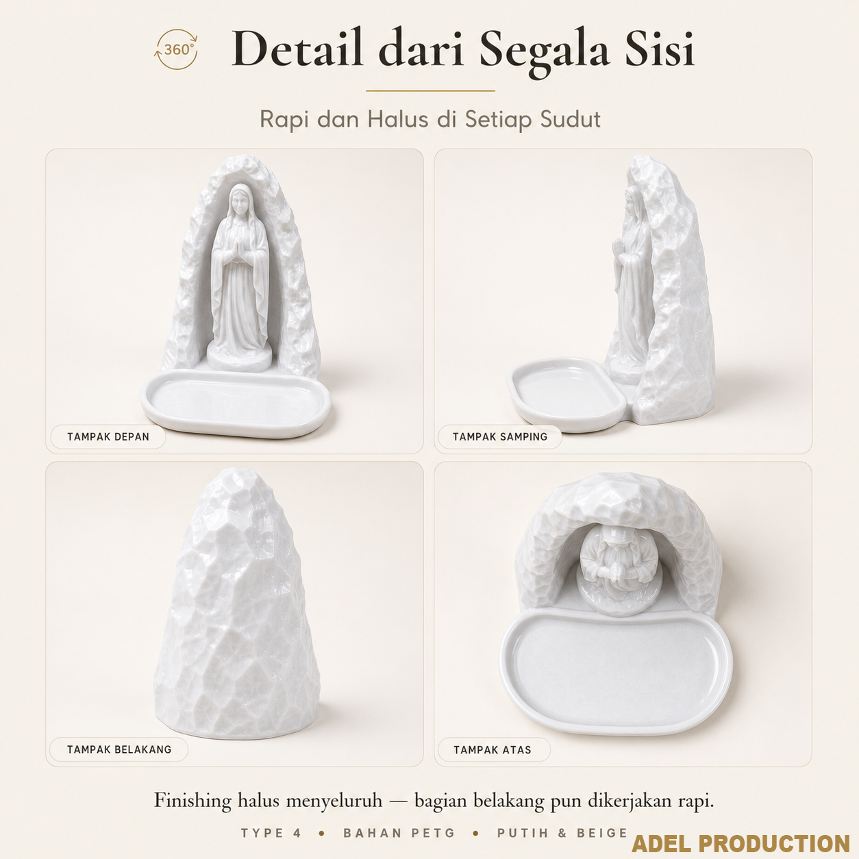Ktmstore - Tempat Rosario Mother Mary Pajangan Bunda Maria Tipe 4 PETG Putih Premium