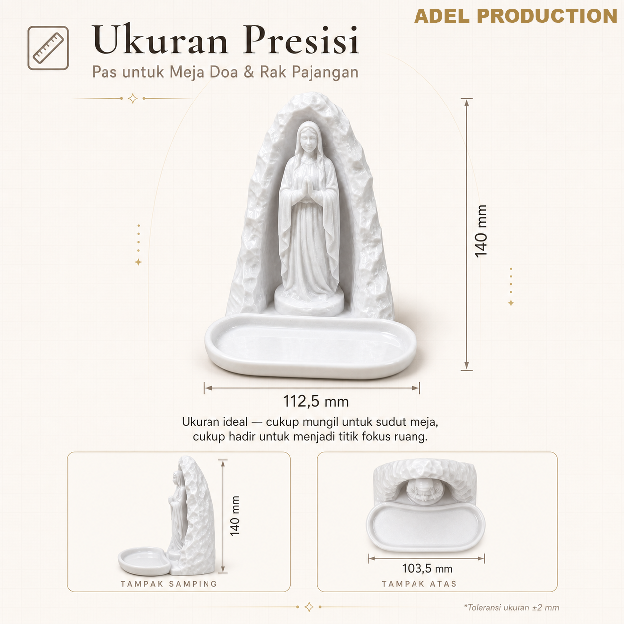 Ktmstore - Tempat Rosario Mother Mary Pajangan Bunda Maria Tipe 4 PETG Putih Premium