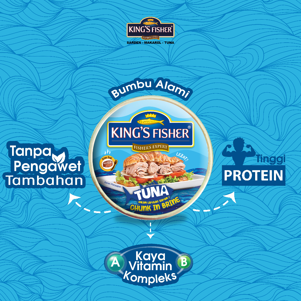 King's Fisher Tuna dalam Air Garam Tuna in Brine Daging Tuna Makanan Kaleng 170 gr