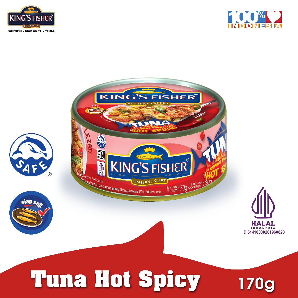 King's Fisher Tuna Canned Hot Spicy Daging Tuna Makanan Kaleng 170 gr