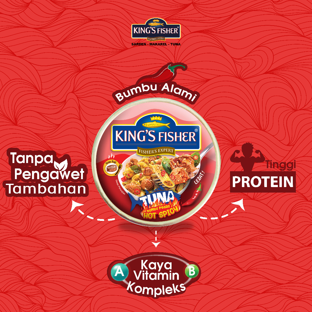 King's Fisher Tuna Canned Hot Spicy Daging Tuna Makanan Kaleng 170 gr