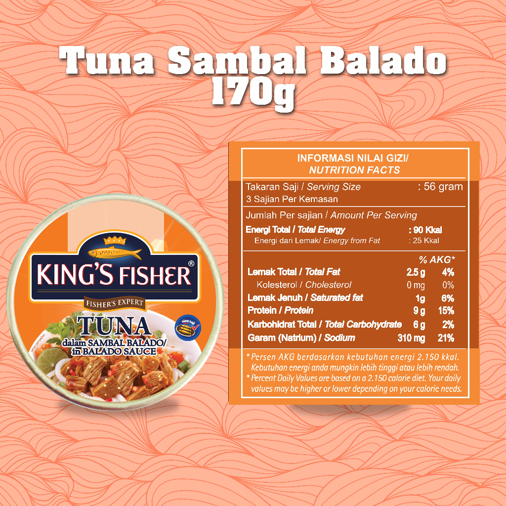 King's Fisher Tuna Sambal balado Daging Tuna Makanan Kaleng 170 g