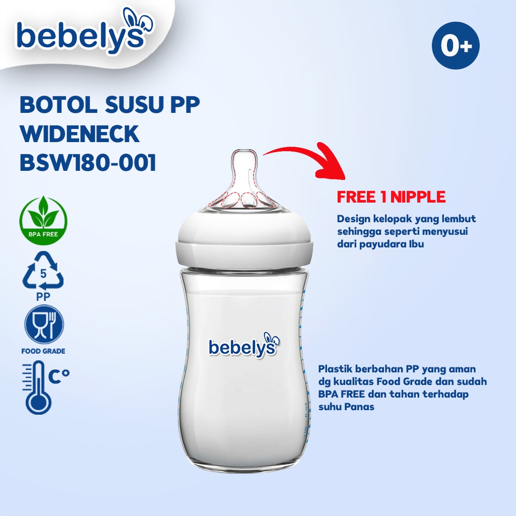 Bebelys Botol Susu 180ml Wideneck BPA Free BSW180-001