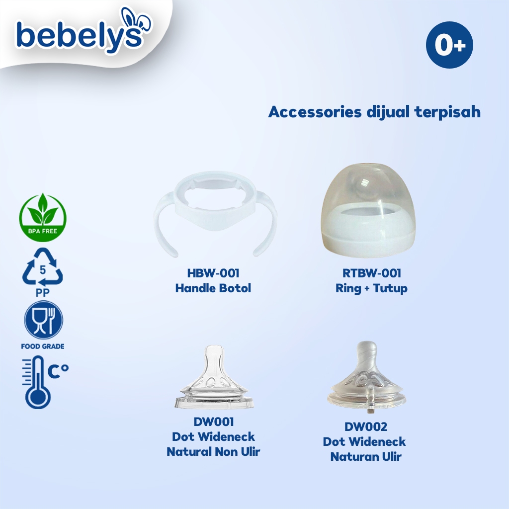 Bebelys Botol Susu 180ml Wideneck BPA Free BSW180-001