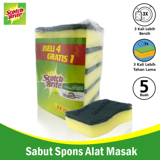 3M Scotch Brite 5 Pcs Sabut Spons Pink Cuci Piring ID-30P5