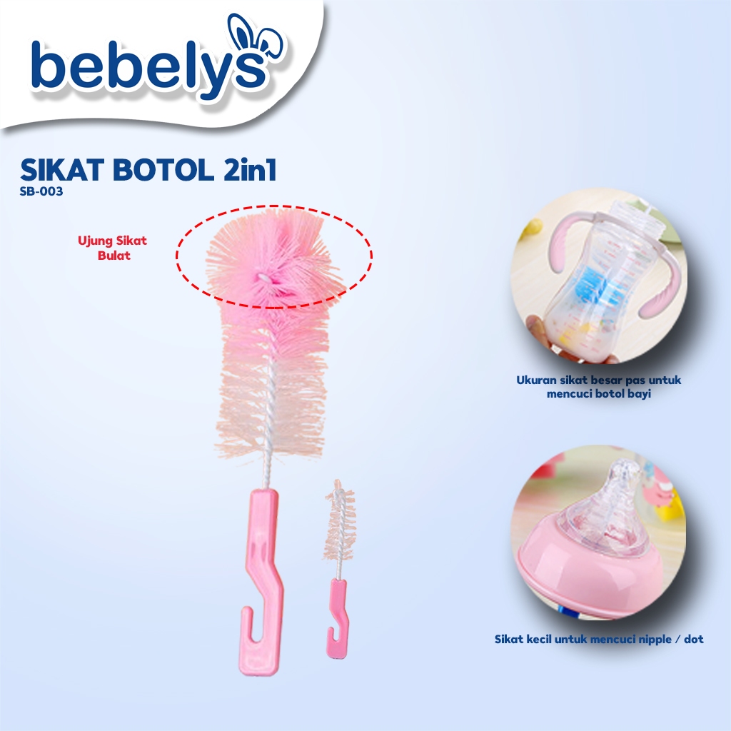 Bebelys Sikat Pembersih Botol Ujung Bulat 2in1 SB-003