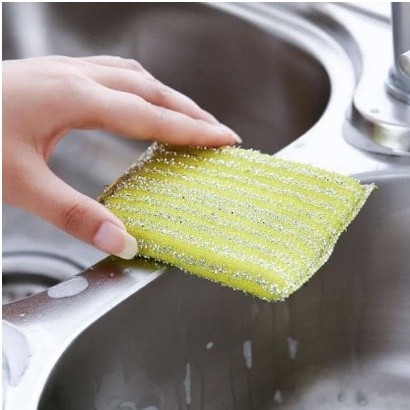 Leony Sabut Spons Jaring Metalik M138 - Spon Cuci Piring Anti Gores 11x8.5cm