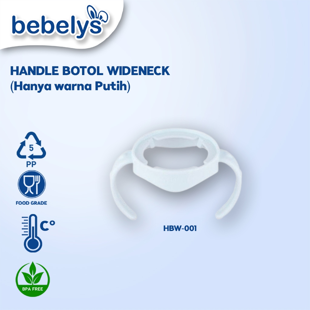 Bebelys Handle Botol Susu Wideneck – Warna Putih | Food Grade & BPA Free | HBW-001