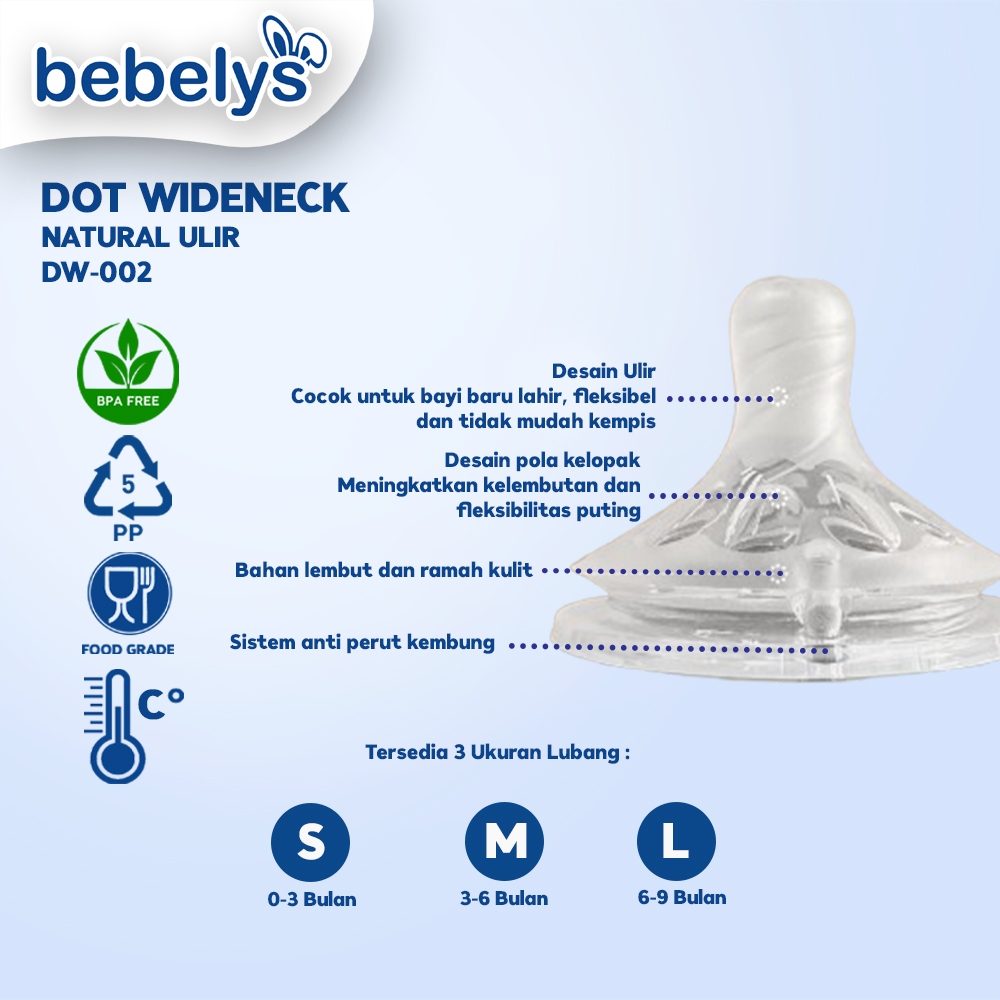 Bebelys Dot Bayi Wideneck Natural Ulir BPA Free DW-002
