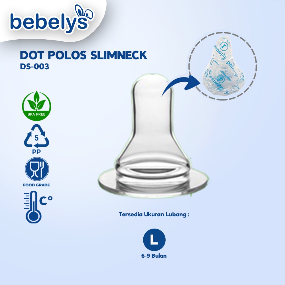 Bebelys Dot Bayi Polos Slimneck BPA Free DS-003