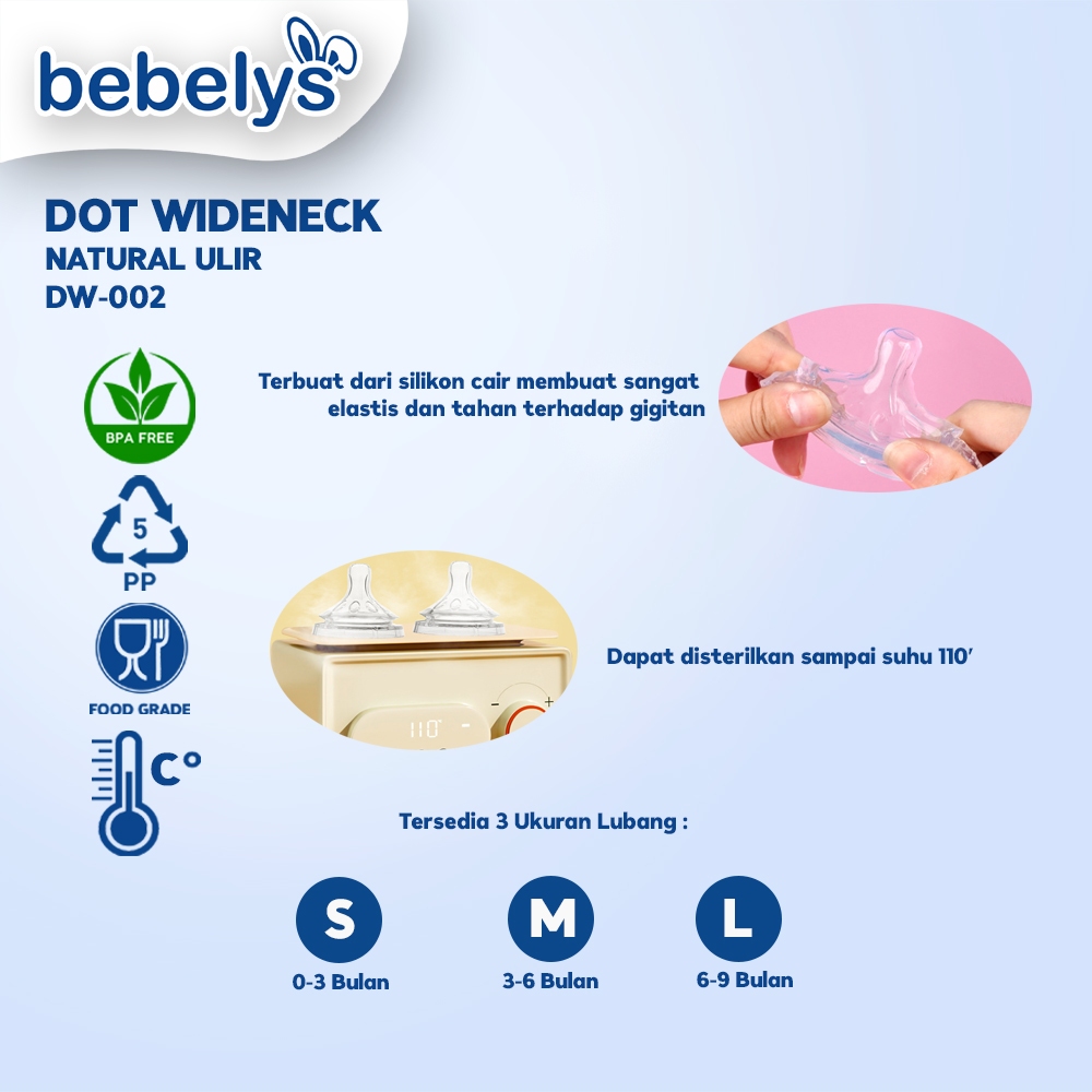 Bebelys Dot Bayi Wideneck Natural Ulir BPA Free DW-002