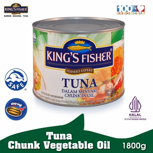 King's Fisher Tuna Minyak Nabati Tuna in Oil Daging Tuna Makanan Kaleng 1800 gr